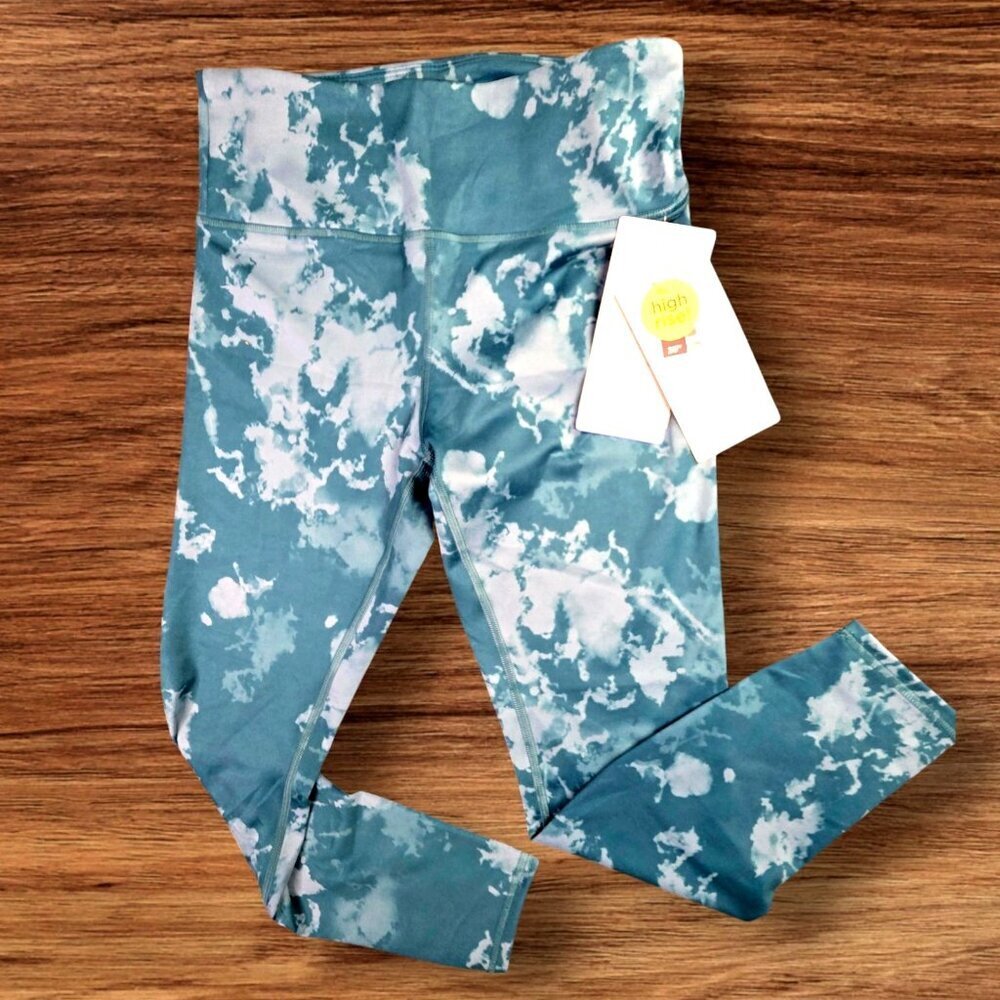 Marika Endurance Lux Leggings Women M Blue Tie Dye High Rise 25" Ankle Yoga